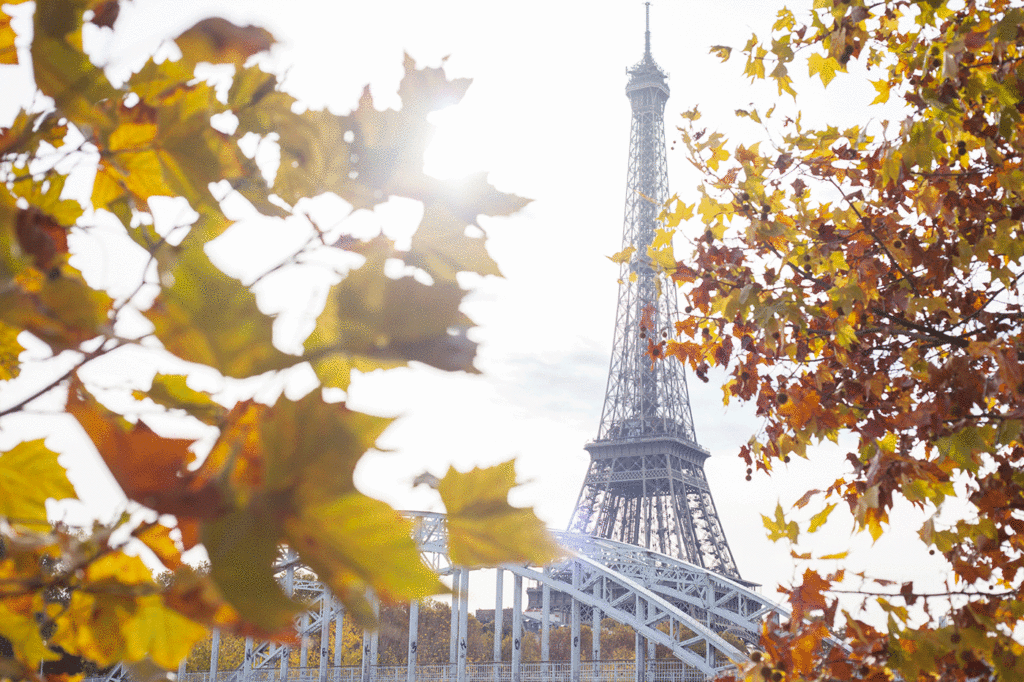 As cores da Torre Eiffel no outono